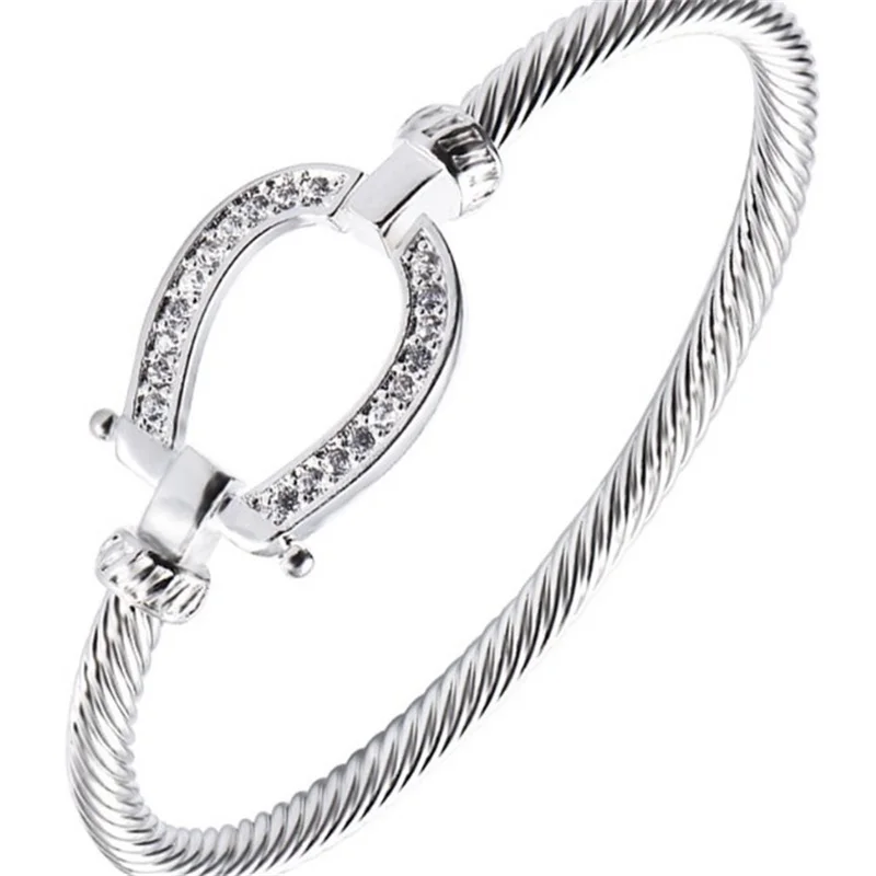 Модный подковообразный браслет из стерлингового серебра S925 пробы Спиральный