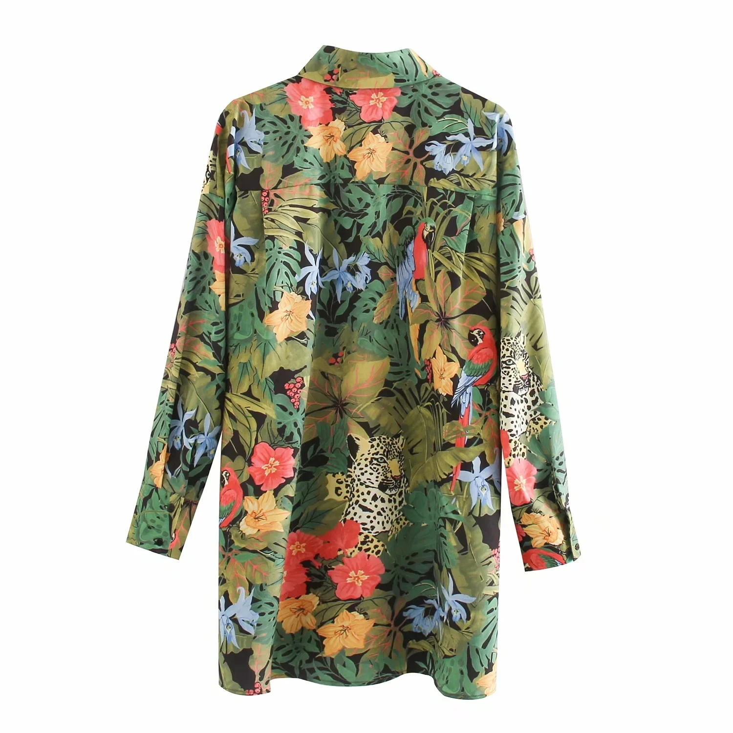 

She Beaty Casual Blouse Leaf Floral Printed Turn-Dwon Collar Long Sleeve 2021 Autumn New Fashion Women Shirts Y2k Plus Size Tops