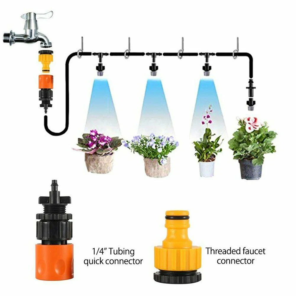 15 M Outdoor Garden DIY Irrigation Removable Nursery Cooling System Atomization Water Mist Sprinkler Kit Anti Clog Adjustable | Дом и сад