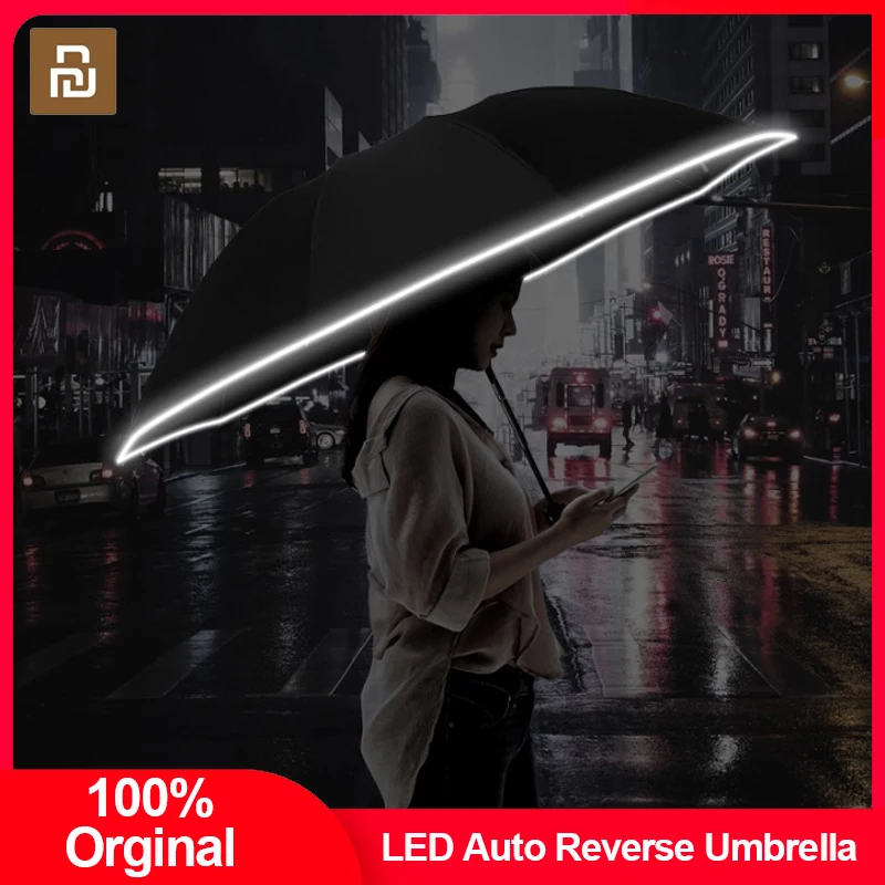 

Автоматический зонт Youpin со светоотражающими полосками, зонты светодиодный светильник кой, Солнечный дождь, ветрозащитный водонепроницаем...