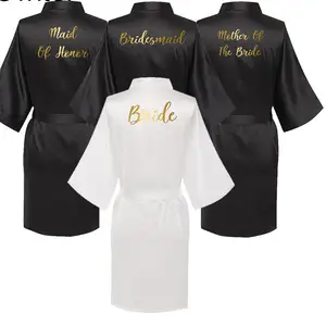 sexy black robe Women Short Bride Bridesmaid Kimono Robes for Wedding Party sister of the bride moth