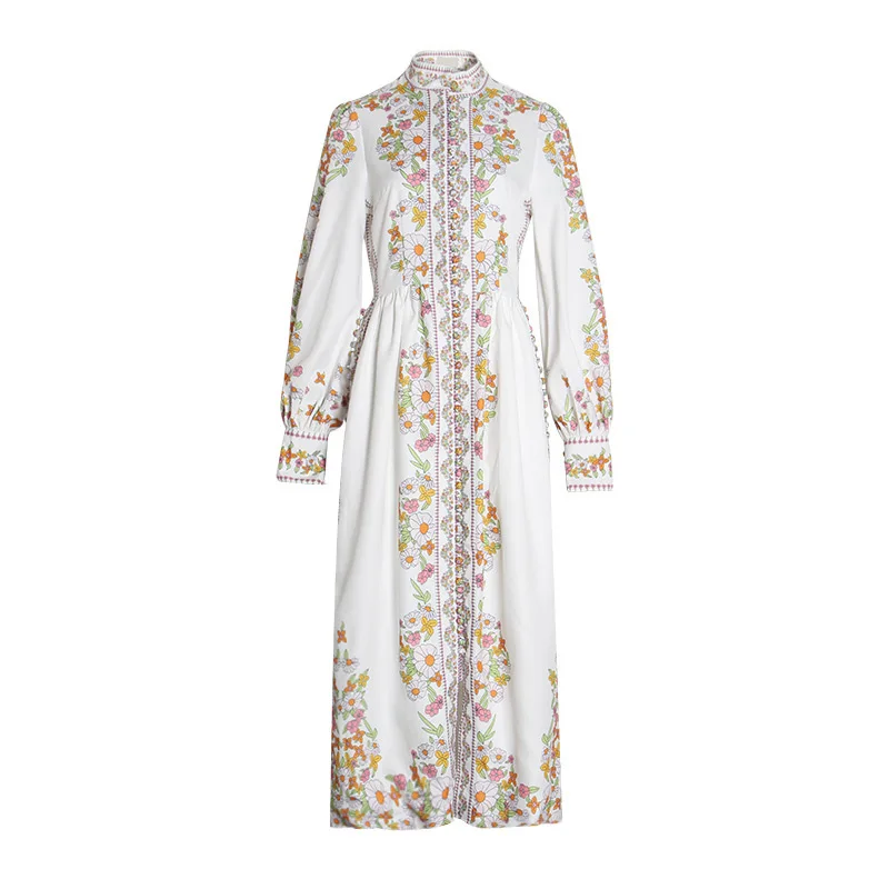 Высокое качество женские макси длинное платье Boho Роскошные пуговицы льняные