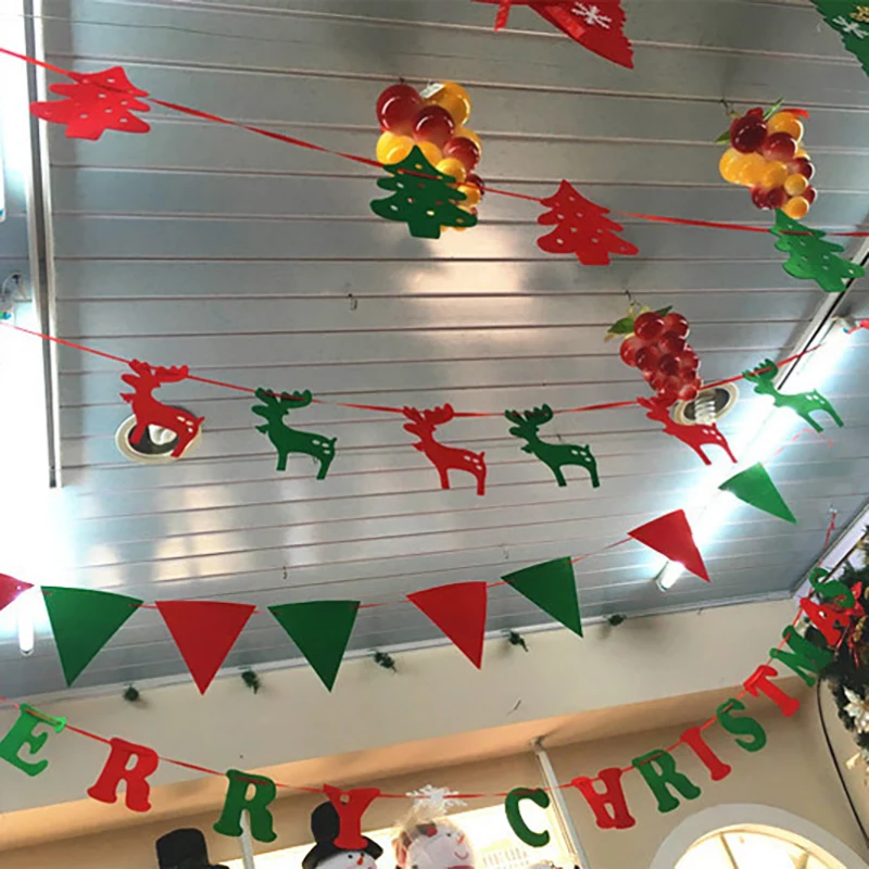 

Non Woven Happy New Year Garland Home Christmas Pull Flag Banner Mixed Color Gift Ornament Festival Living Room Decoration Tools
