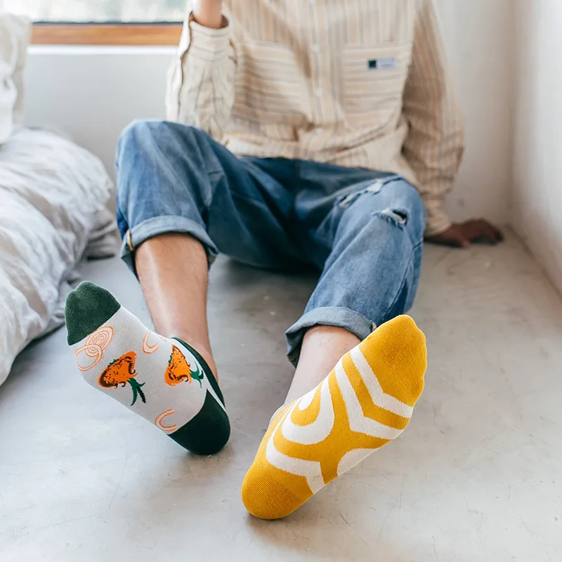 12Pair Fashion Cotton sock Crew Fruit Lemon Animal Pattern socks creative series women's socks christmas funny socks