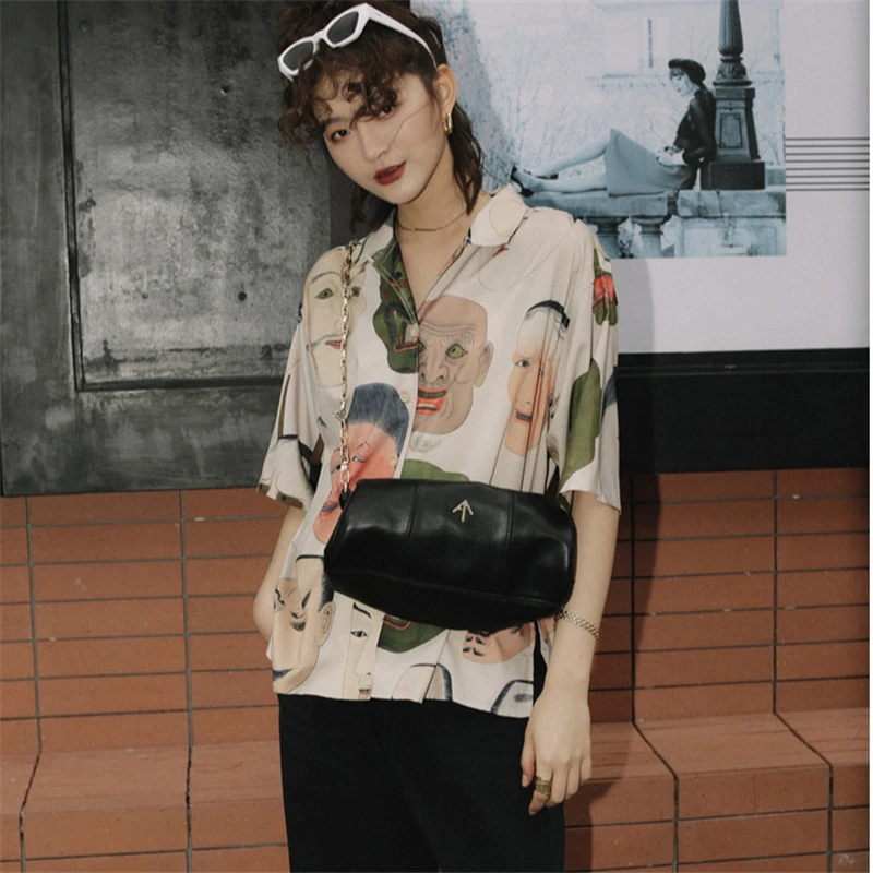 

Harajuku everyday ladies streetwear blouse fashion Japanese print design summer retro femme comic shirt top fashion all-match