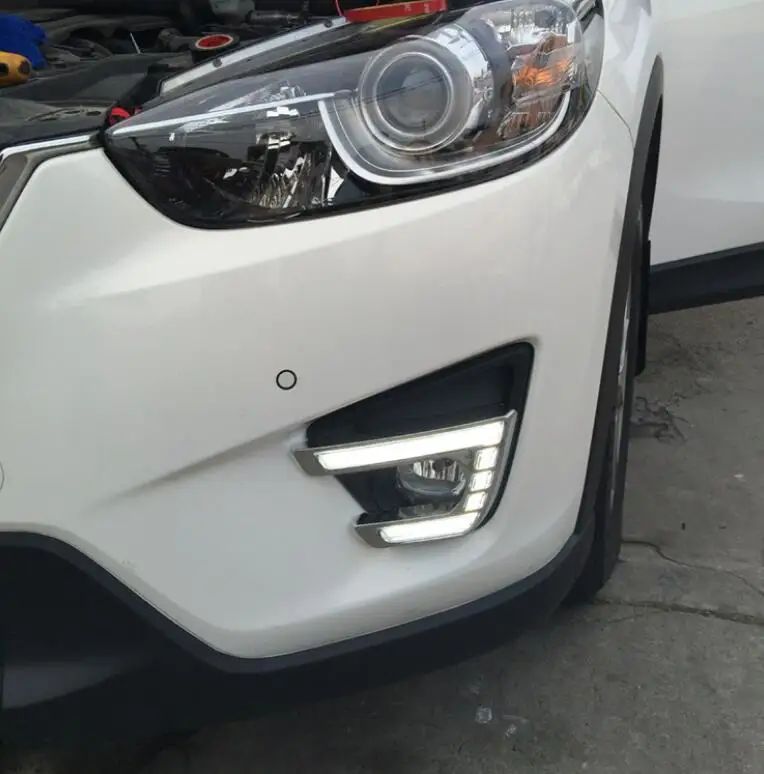 

1Pair DRL For Mazda cx-5 cx5 2012 2013 2014 2015 2016 led daytime running light turn signal yellow 12V fog lamp