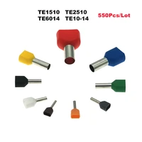 550pcs dual wire tube ferrule insulated crimp terminals te0508te16 14 electric double wire terminales connector cable 22 8awg