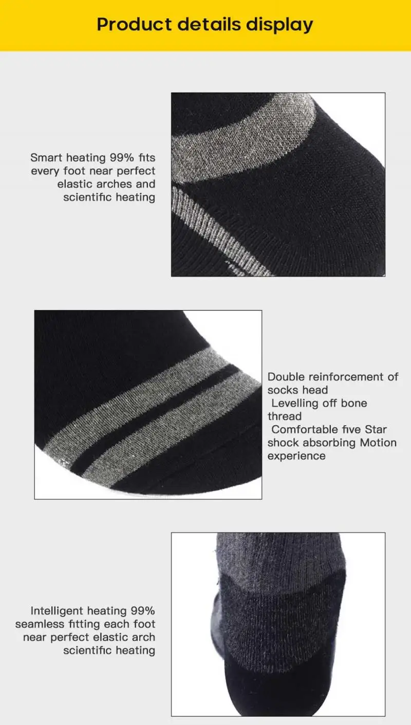 

1 Pair Electric Heated Socks Foot Warmer USB Rechargeable Heating Shoes Winter Three-speed Thermostat Warmer Thermal Sock