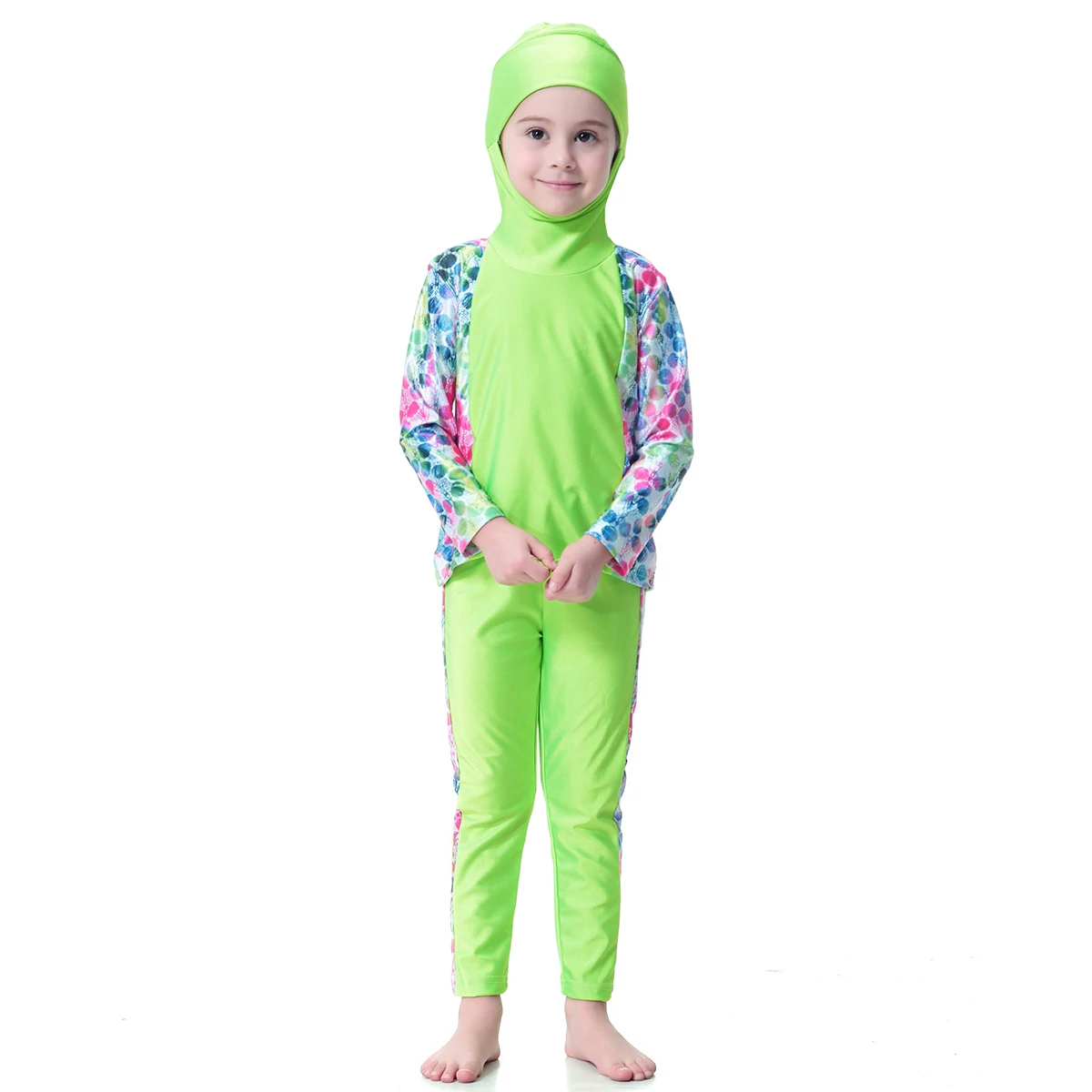 

Dubai Muslim Swimwears Two-Piece Suits Islamic Children Modest Hooded Swimsuits Girls Islam Beach Wear Swimming Diving Burkinis