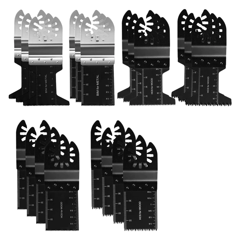 

20Pcs Oscillating Saw Blades Kits,Bi-Metal Oscillating Blade, Metal Wood Plastic Multitool Saw Blades Release Saw Blades
