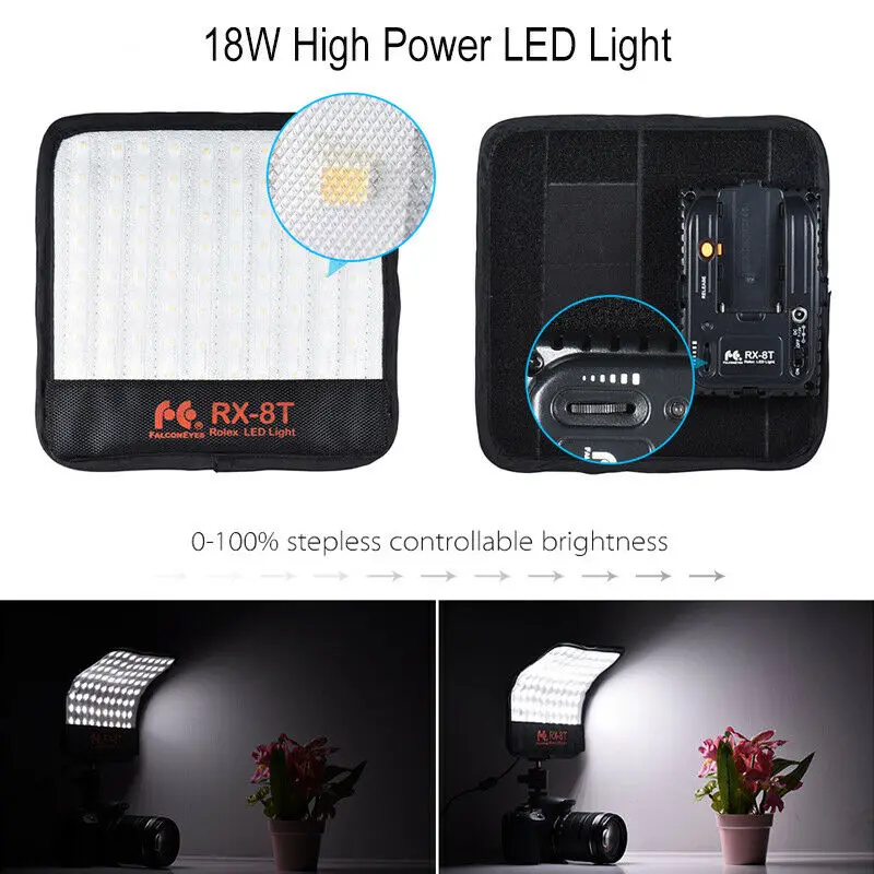 Pаспродажа FalconEyes RX-8T 16 Вт светодиодный видео светильник Гибкий на Камера светильник комплект 5600K CRI95 для видео Stuido фотографии светильник Инж