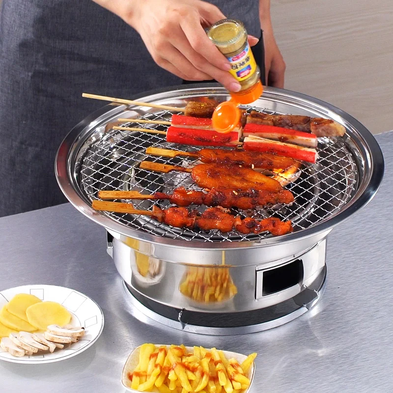 

Household Round Indoor Outdoors Barbeque Grill Smokeless Portable Nonstick Charcoal Barbecue Furnace