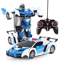 2in1 rc car sports car transformation robots models remote control deformation car rc fighting toy kidschildrens birthday gift
