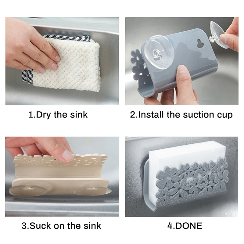 

Portable Suction Cup Sink Drain Rack Sponge Storage Holder Kitchen Sink Soap Rack Drainer Rack Bathroom Accessories Organizer
