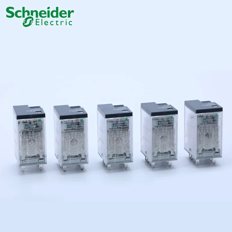 

Schneider electric RXM миниатюрные вставные реле с светодиодный (5 шт.) RXM2L 2CO 5A 12 VDC-110 VDC 24 VAC-230 VAC электромагнитный