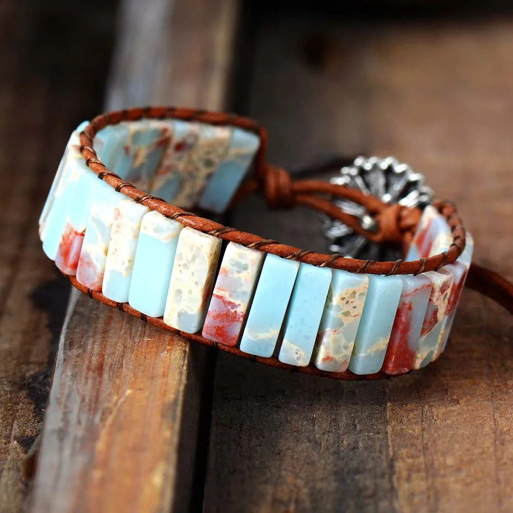 Adjustable Bohemia Ethnic Bracelet For Women Natural Stone Leather Wrap Beads Men Jewelry Dropshipping | Украшения и аксессуары