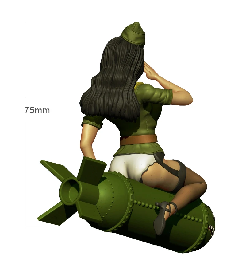 

60mm 75mm Resin Model Female Soldier Missile Unpainted No Color RW-331