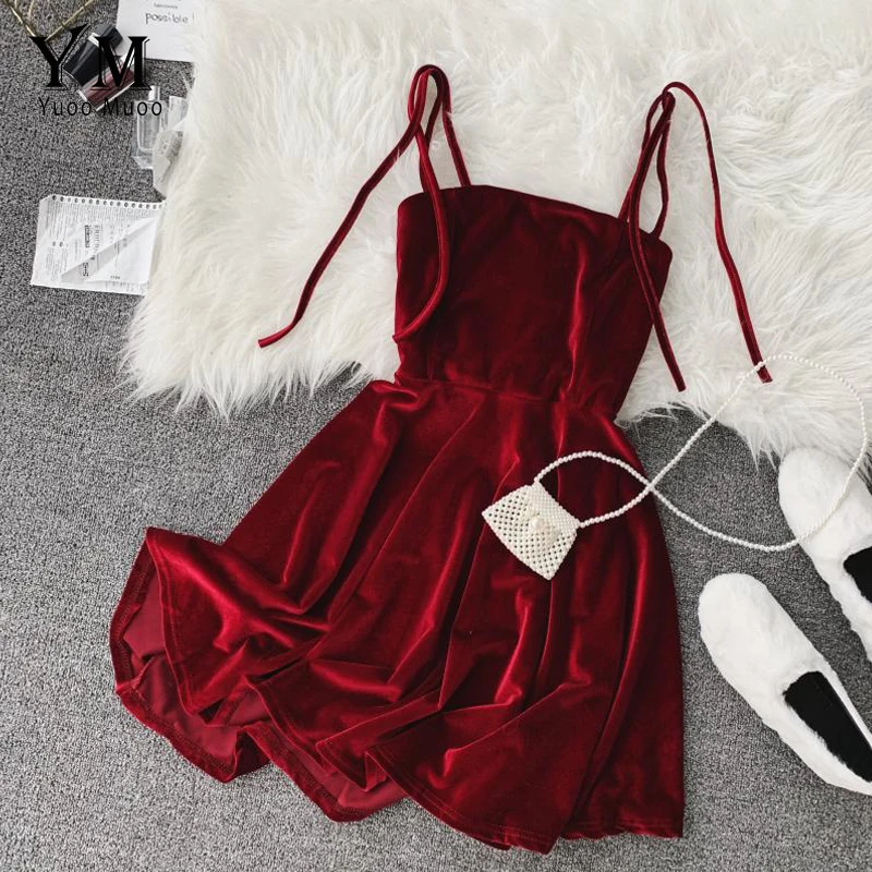 Женское короткое платье с высокой талией YuooMuoo красное рождественское вечернее