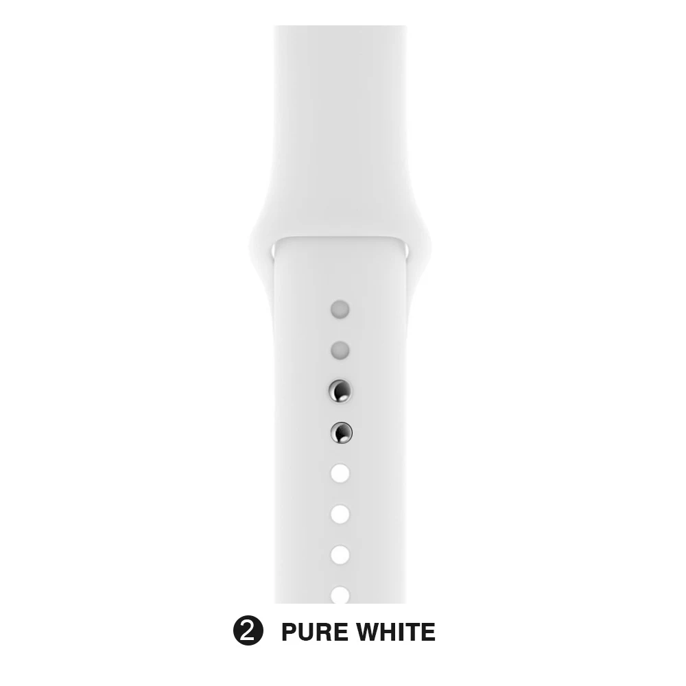 White Мягкий силиконовый сменный спортивный ремешок для Apple Watch версии 4, 3, 2, 1, 42 мм, 38 мм, браслет на запястье, ремешок для iWatch 4, 40 мм, 44 мм, спортивный - Цвет ремешка: White