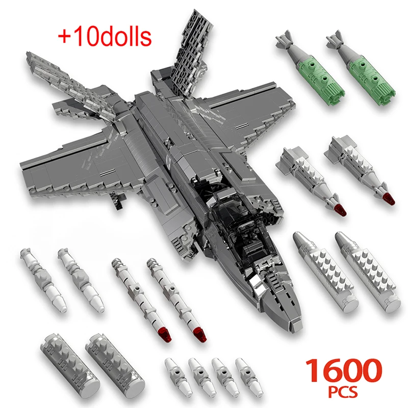 

MOC City Military War Fighter Aircraft Building Block WW2 AirPlane Technical Weapon Police Figures Bricks Toys for Boys