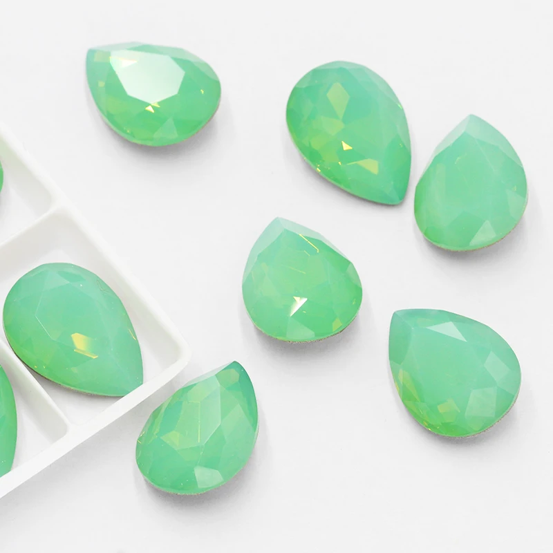 

10x14/13x18MM Pacific Opal Rhinestone Pointback Drop Opal For Jewelry Making Ring Necklace Accessories Water Droplets Gemstone
