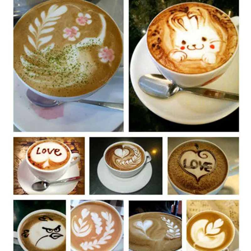 

16Pcs Coffee Decorating Stencils Set Coffee Art Stencils Barista Template for All Kinds Of Mousse Coffee Spray Template Kitchen