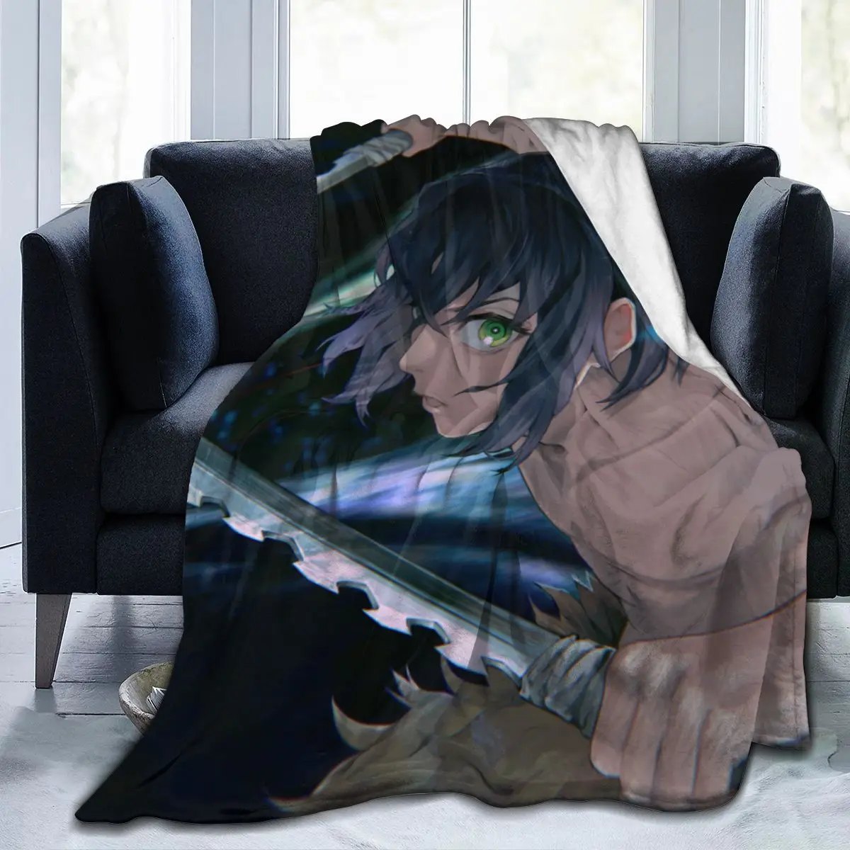 

Fashion Anime DemonSlayer 3D printing printed blanket bedspread blanket retro bedding square picnic wool soft blanket