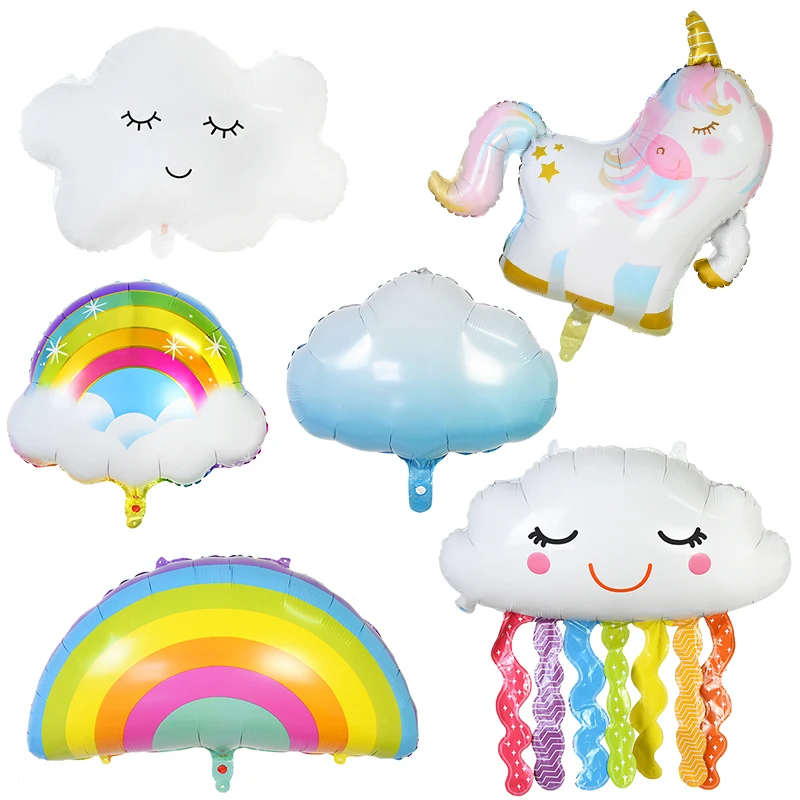 1 шт. шар из фольги с облаком милая улыбка радуга феи единорог баллон для детей