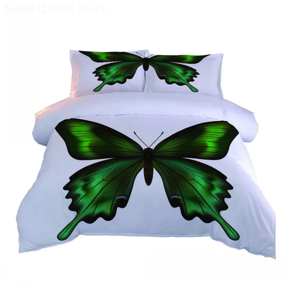 

Green Butterfly Adult Duvet Cover 3D Printed 3 Piece Bedding Set King Size Single Full Double Bed Big Boy Girl Bedroom Cover