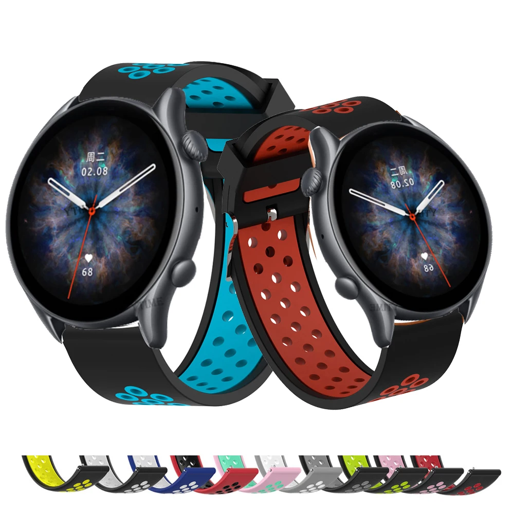 

Ремешок силиконовый для Amazfit GTR 3/GTR 3 Pro, спортивный браслет для Amazfit GTR 47 мм 2 2E Stratos 3 Pace, 22 мм, аксессуары для наручных часов
