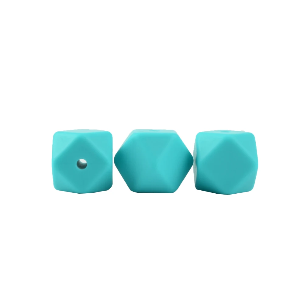 turquoise Lofca10 шт 14 мм Мини шестигранные силиконовые бусины Детские Прорезыватели BPA бесплатно DIY ожерелье соска цепь Детские Прорезыватели уход за младенцем - Цвет: turquoise