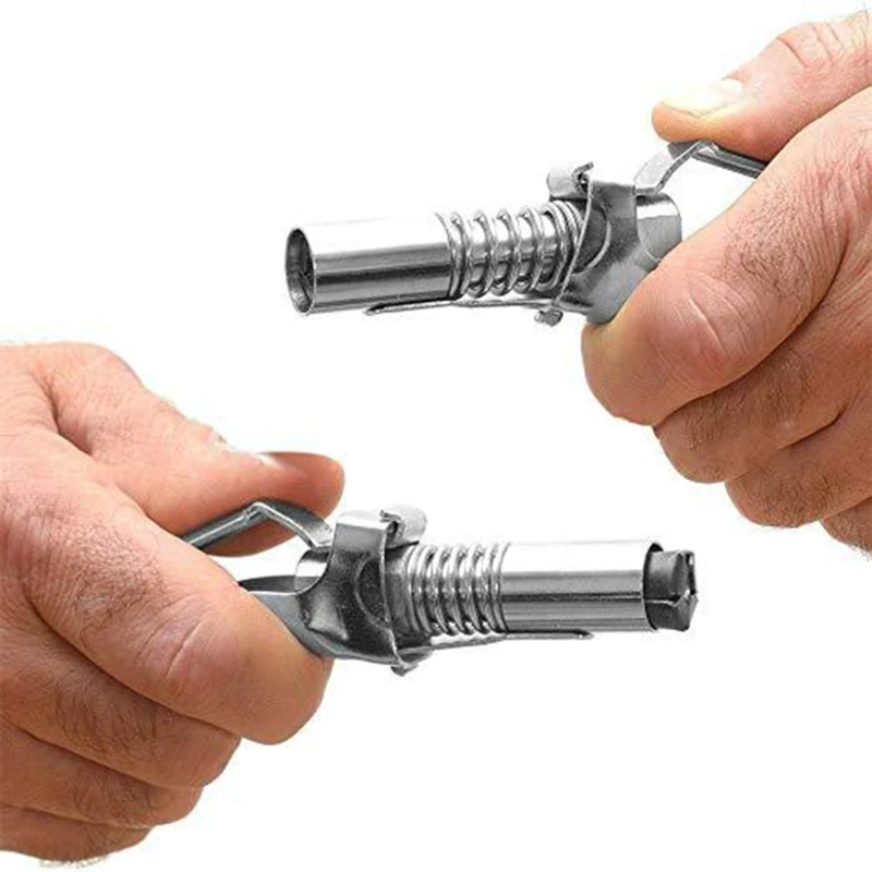 

Grease Coupler locks onto Zerk fittings. Grease goes in, not on the machine. Wor