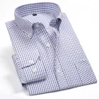 Мужская рубашка с длинным рукавом, Классическая рубашка из ткани Оксфорд, с воротником на пуговицах, в полоску, деловой стиль, размеры до 4XL, новинка 2021
