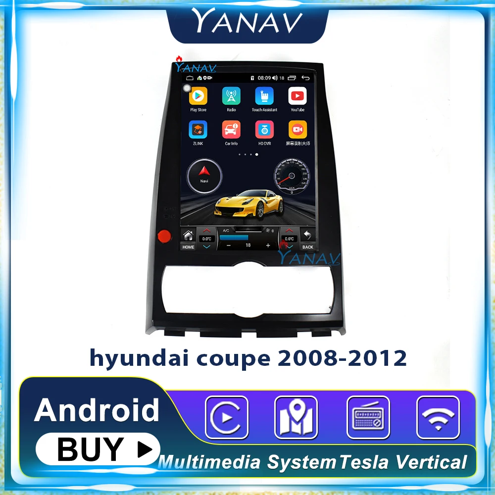 baratas 2din Android Carro Autoradio Tesla Estilo Para Hyundai Coupe 2008-2012 Rádio Estéreo Do Carro Reprodutor Multimídia Gps Navegação Dvd Player