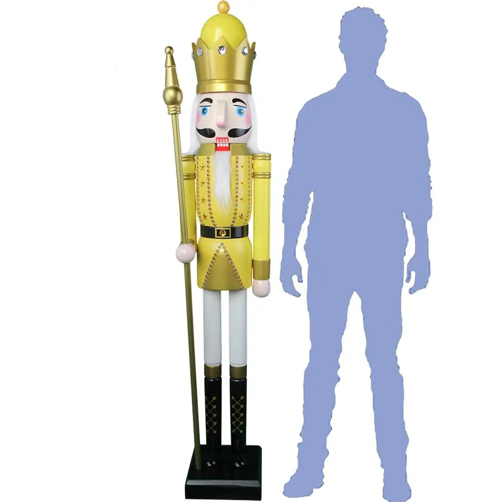 CDL 6feet/180cm/6ft/6foot Life size large/Giant Yellow Christmas Wooden Nutcracker King & Soldier Ornament Doll Gift K26