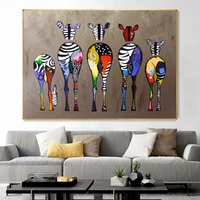 colorful zebra canvas painting art posters and prints art abstract zebra animals wall art picture for living room decor cuadros