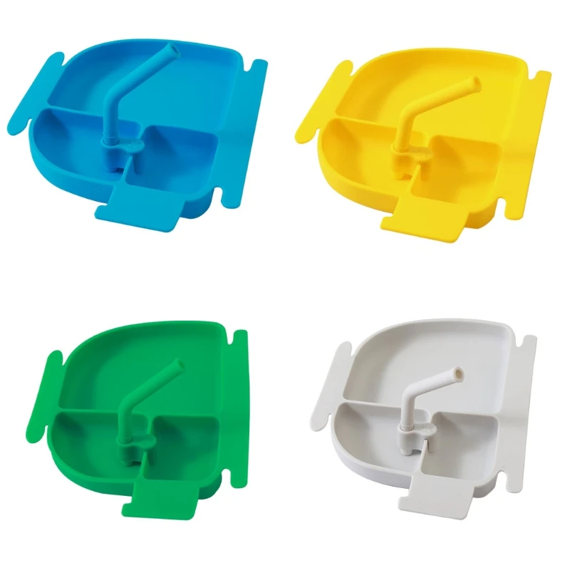 

Baby BPA Free Silicone Dinner Plate with Straws Divided Feeding Food Bowl Dish for Toddler Children Tableware