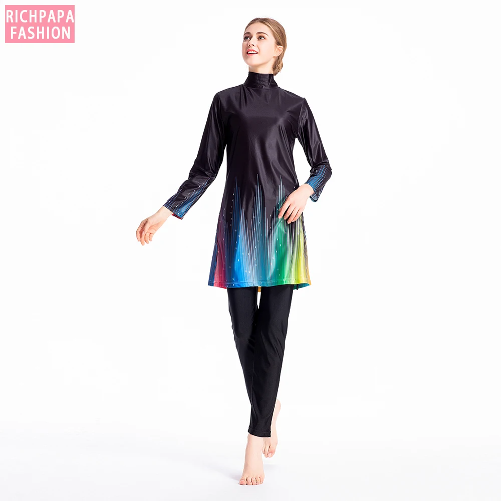 Цветочный скромный Мусульманский купальник женский мусульманский из 3 частей с