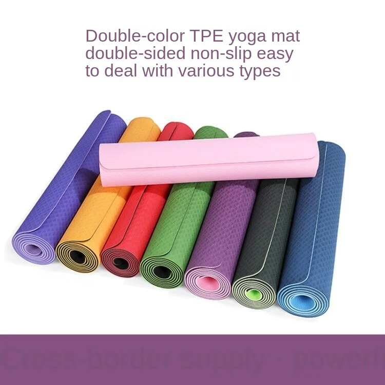 

183*61cm 6MM TPE Yoga Mat Exercise Fitness Mat with Alignment Lines High Density Non-Slip Workout Mat for Yoga/ Exercise Mat