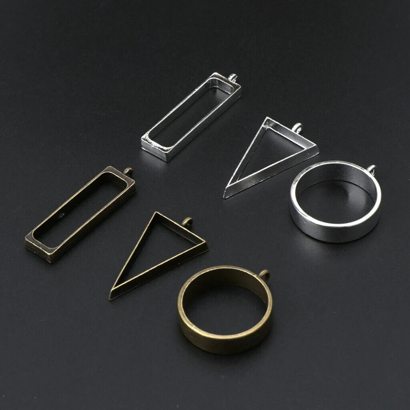 

10pcs/Set Geometric Bezel Hollow Base Open UV Resin Crafts Blank Frame Charms Pendants DIY Earrings Necklace Jewelry Making