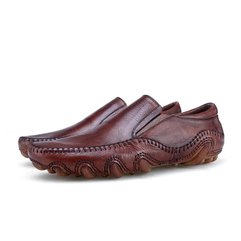 

Dark Brown / Brown Summer Moccasin Shoes Mens Casual Shoes Genuine Leather Out Door Loafers Male Driver Shoes