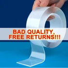 Многоразовая двусторонняя клейкая нано-лента 1-5 м, моющаяся петля, клейкие гелевые Стикеры для захвата дома, кухни, буксировки, лица, дома