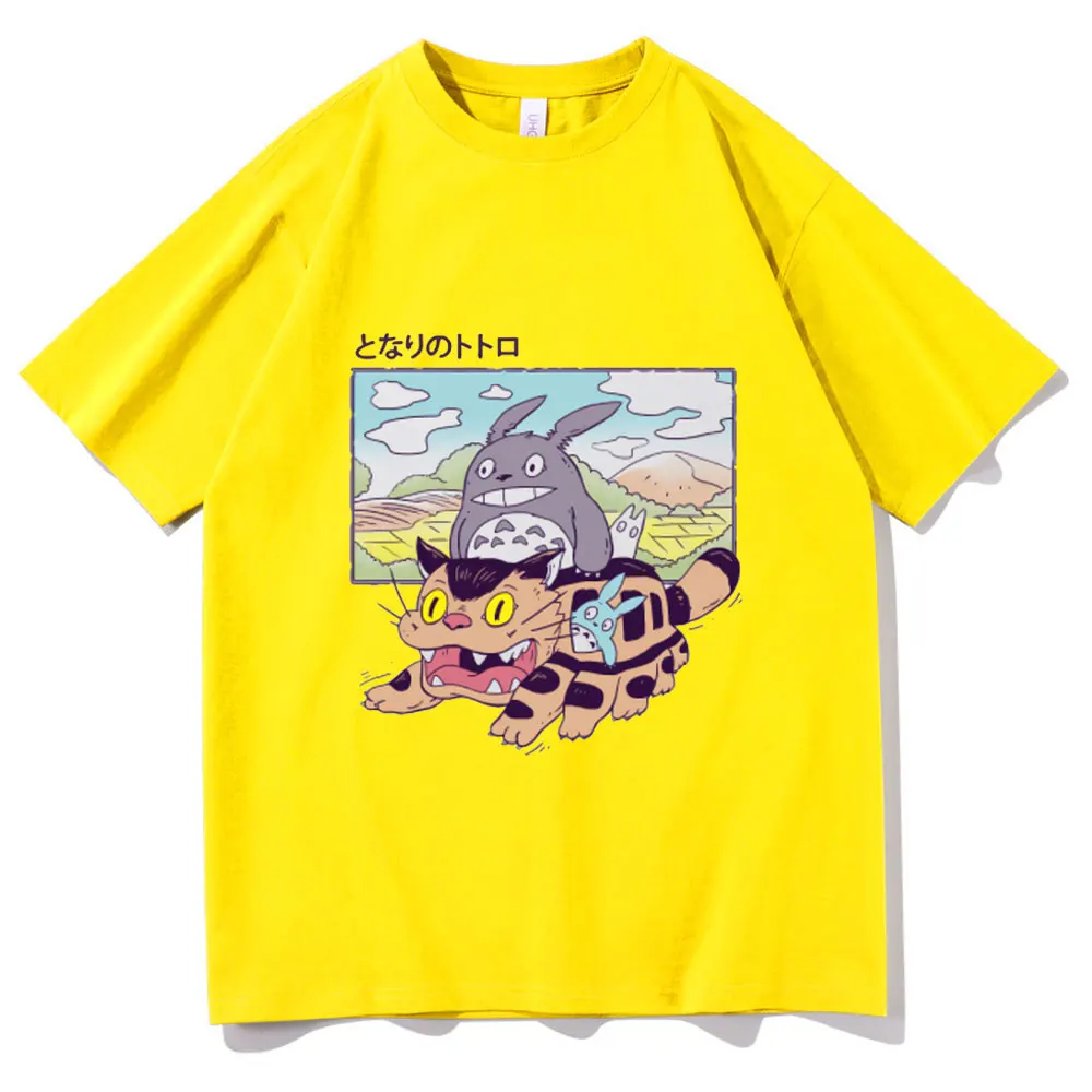 

Cute Cartoons My Neighbor Totoro Graphics Tshirt Style Harajuku Print Tee Women Oversized Loose T-shirt Man Summer Black Clothes