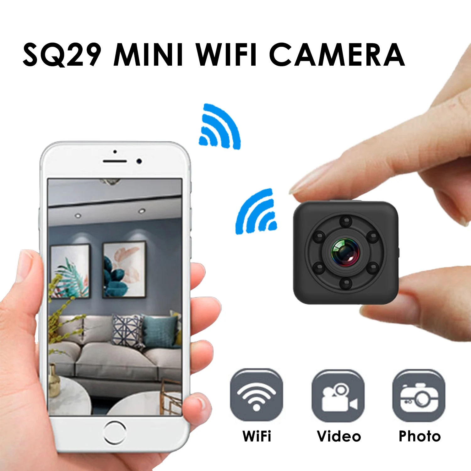 SQ29 мини камера безопасности 480P FHD Wifi с водонепроницаемым корпусом ночная версия