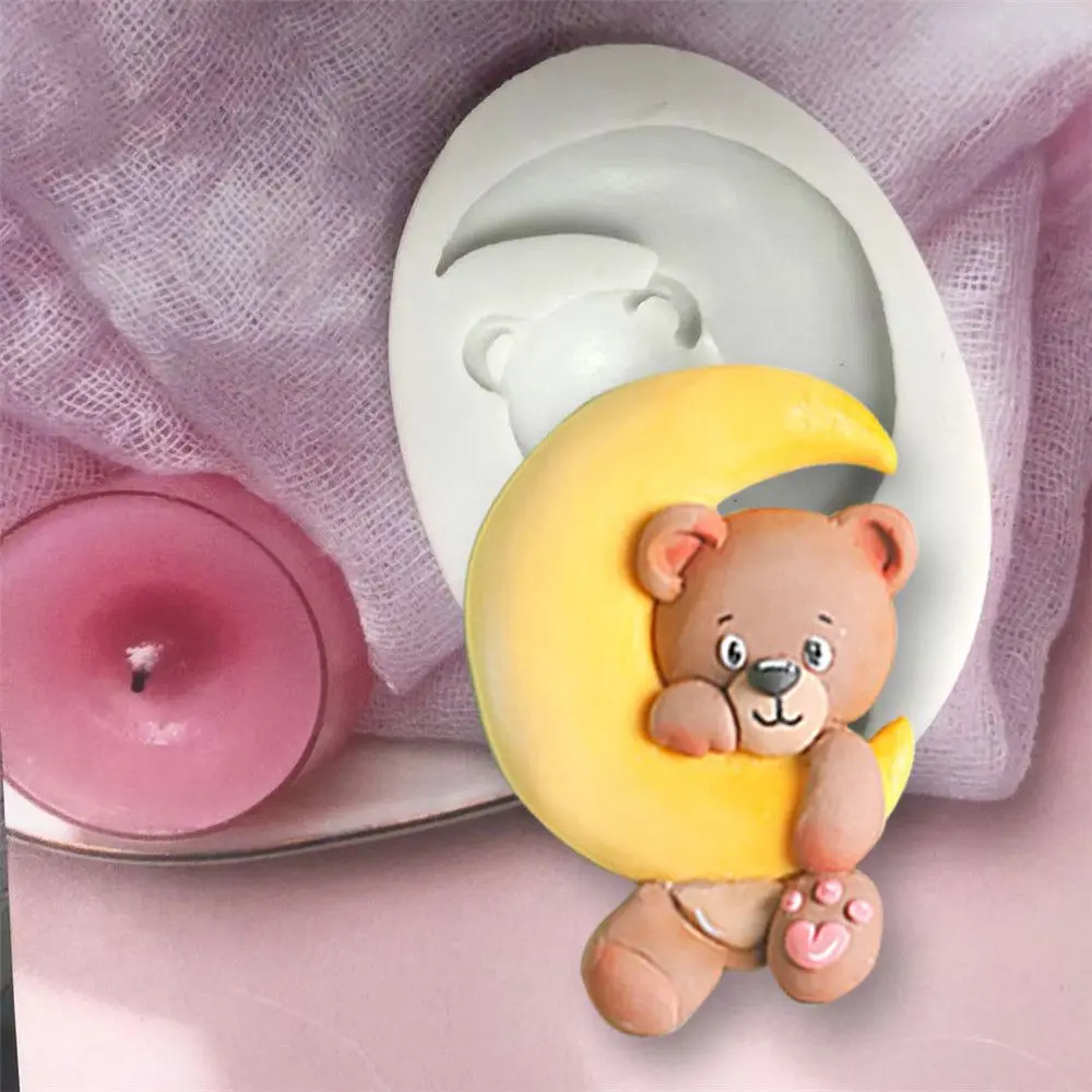 1 шт. мультяшная Луна силиконовая форма Медведь 3D Трехмерная торт на день