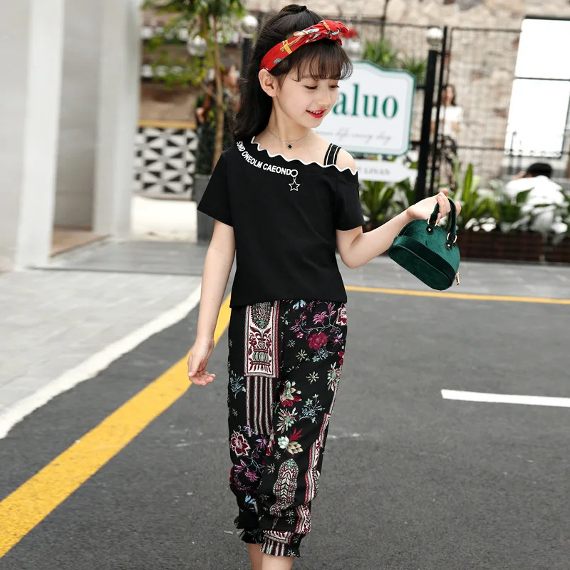 Одежда для маленьких девочек летние детские комплекты футболка с короткими