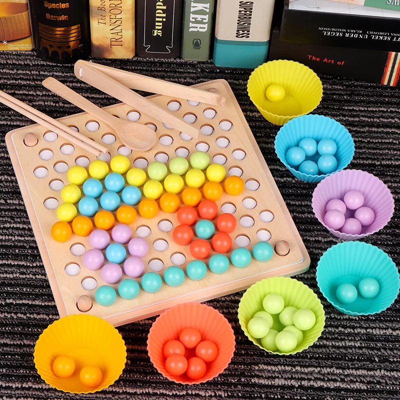 Дети Монтессори Деревянные игрушки руки тренировка мозга клип бусины
