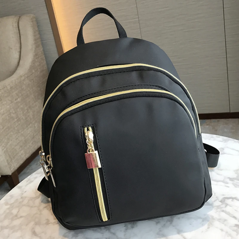 

Женский рюкзак, водонепроницаемый нейлоновый мини-рюкзак, черная женская сумка для школы, маленькие дорожные сумки на молнии для девочек