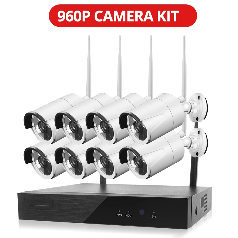 Wheezan система безопасности камеры 1080P 8CH Беспроводной NVR комплект CCTV Wifi домашний комплект ip-камер видеонаблюдения Открытый Водонепроницаемый P2P - Цвет: 960p set 8 cameras
