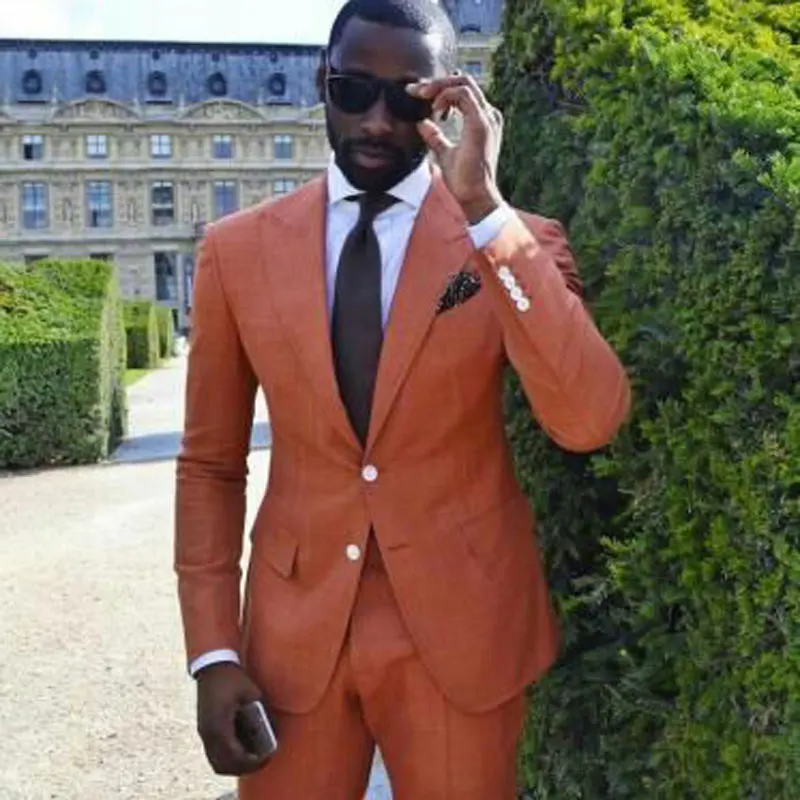 

Summer Pink Linen Men Suits Set Wedding Tuxedo for Groom Wear 2 Piece Suit Man Costume Homme Slim Fit Terno Masculino Prom Party
